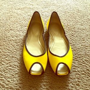 Hogan  women peep-toe canvas yellow flats